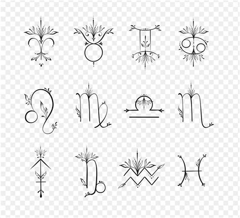 Zodiac Sign Tattoo Designs Png Set Digital Download Etsy